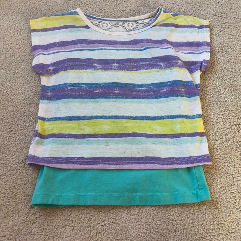 NWOT girls cropped shirt with crochet lace back